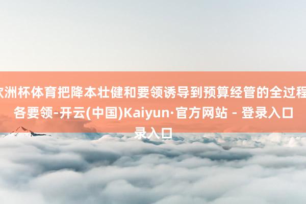 欧洲杯体育把降本壮健和要领诱导到预算经管的全过程、各要领-开云(中国)Kaiyun·官方网站 - 登录入口